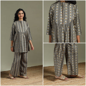 Pure cotton natural dyed ajrakh hand block print night suit