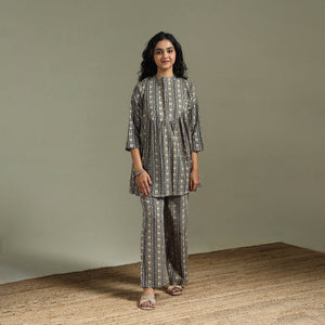 Pure cotton natural dyed ajrakh hand block print night suit