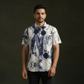 Pure mul cotton half sleeve tie-dye men shibori shirt 05
