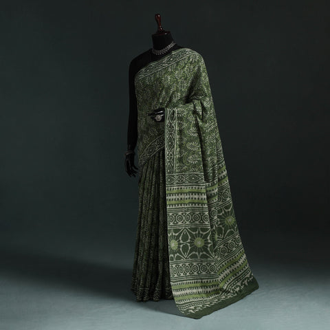 Pure mul cotton hand block batik print saree 14