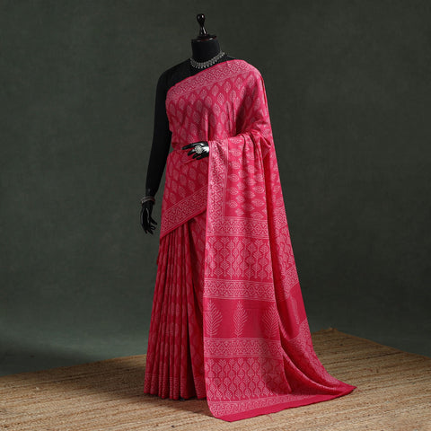 Pure mul cotton hand block batik print saree 23