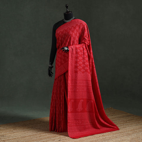 Pure mul cotton hand block batik print saree 24