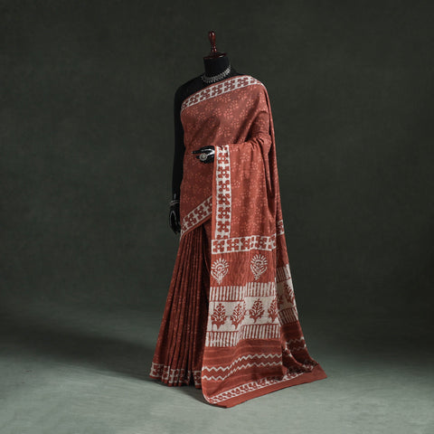 Pure mul cotton hand block batik print saree 26