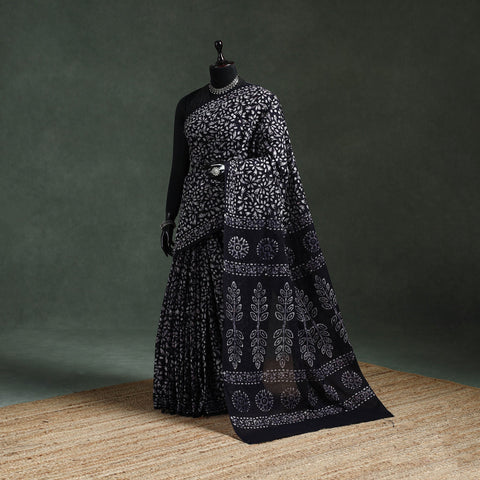 Pure mul cotton hand block batik print saree 48