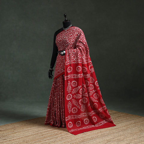 Pure mul cotton hand block batik print saree 77