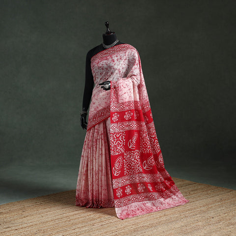 Pure mul cotton hand block batik print saree 80