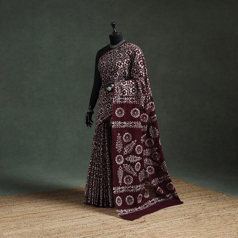 Pure mul cotton hand block batik print saree 85