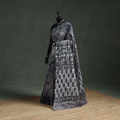 Pure mul cotton hand block batik print saree 95