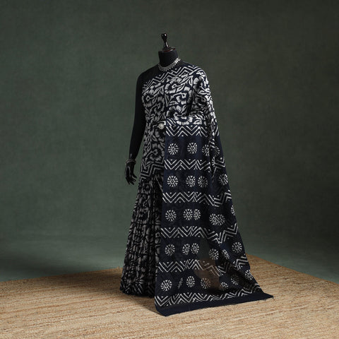 Pure mul cotton hand block batik print saree 96