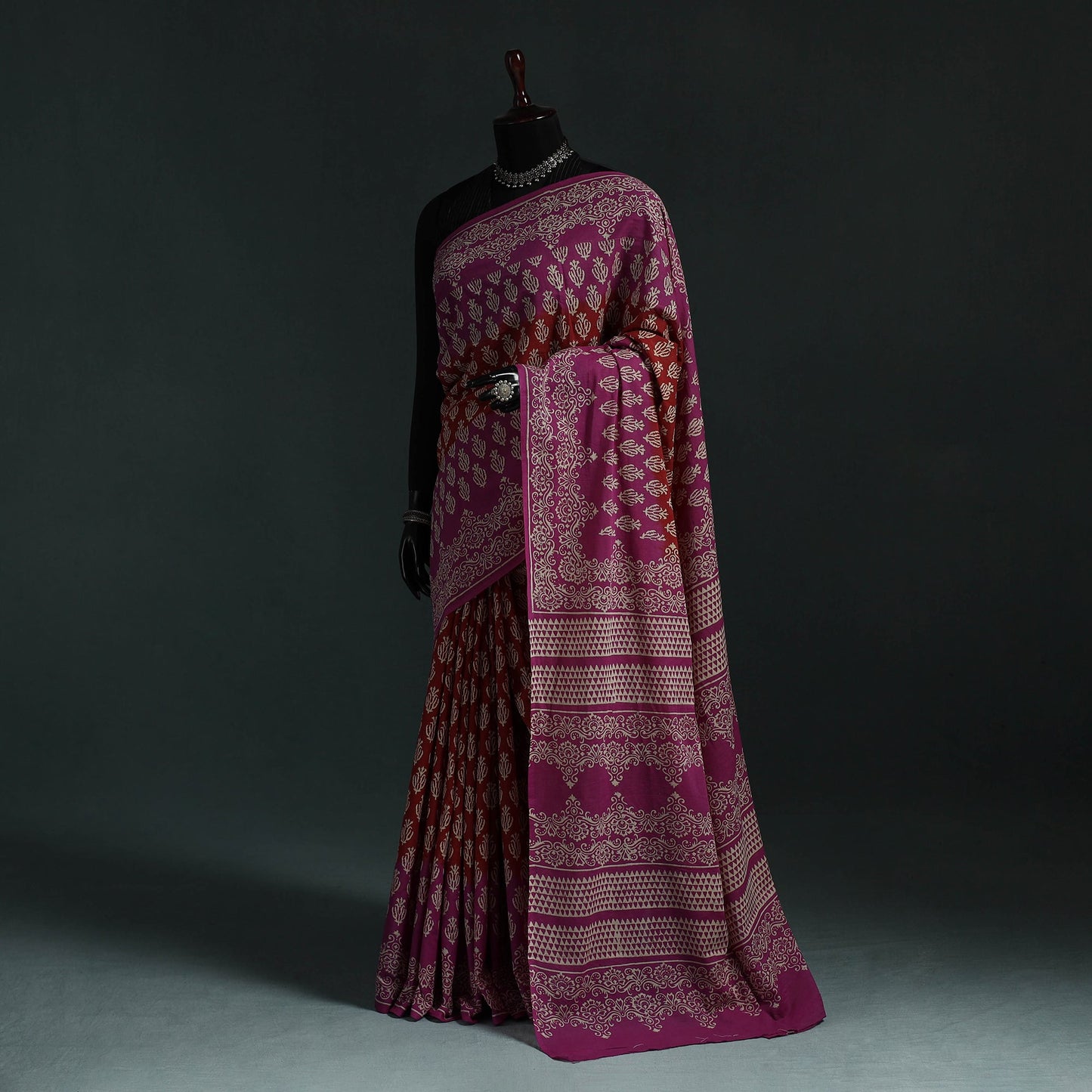Pure mul cotton hand block jaipur print saree 18