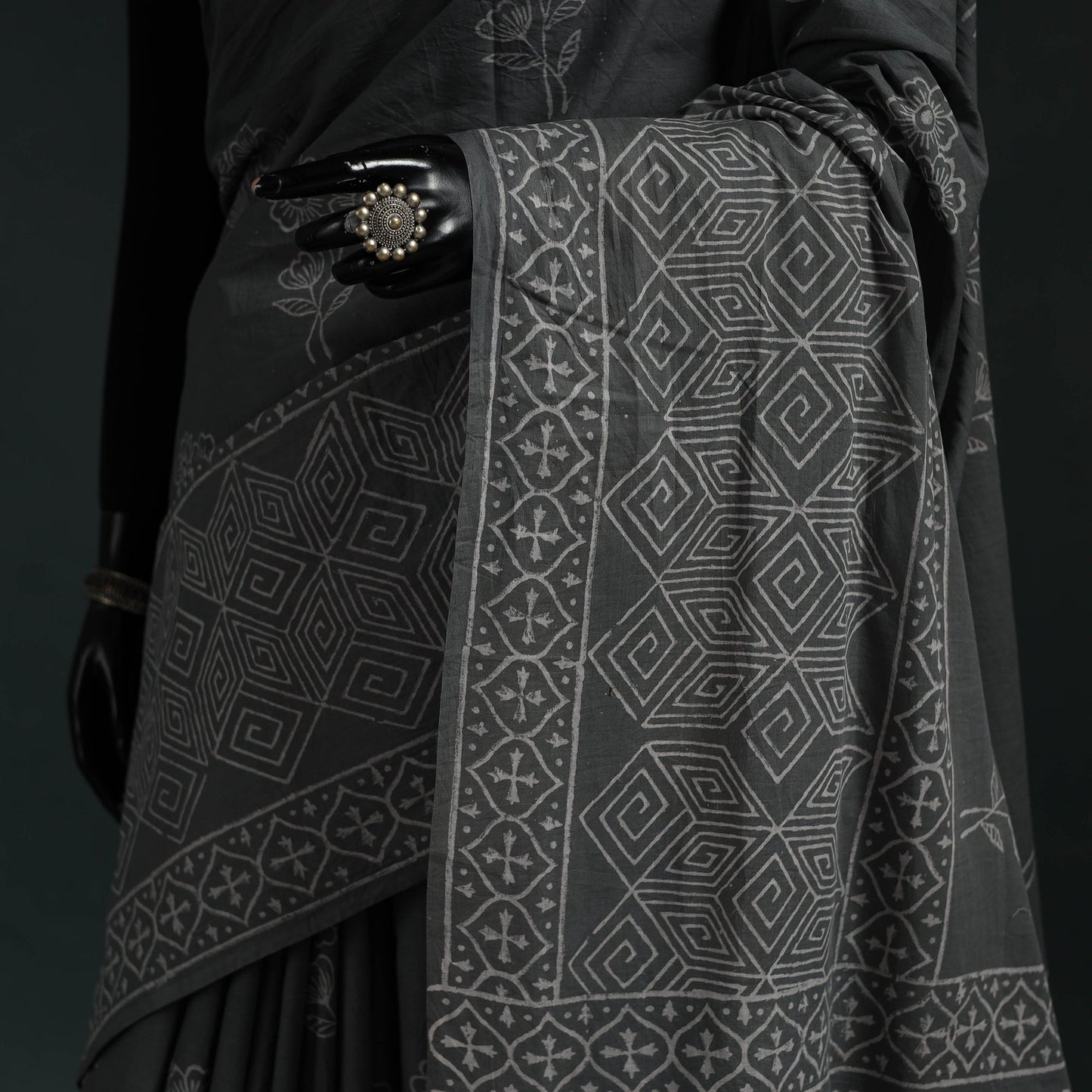 Pure mul cotton hand block jaipur print saree 24
