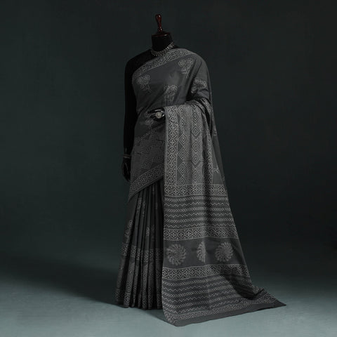 Pure mul cotton hand block jaipur print saree 24