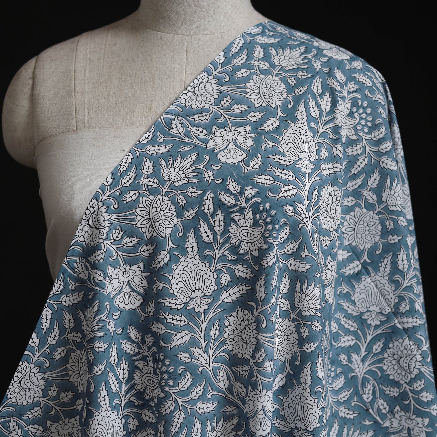 Pure mul cotton hand block sanganeri print fabric 01