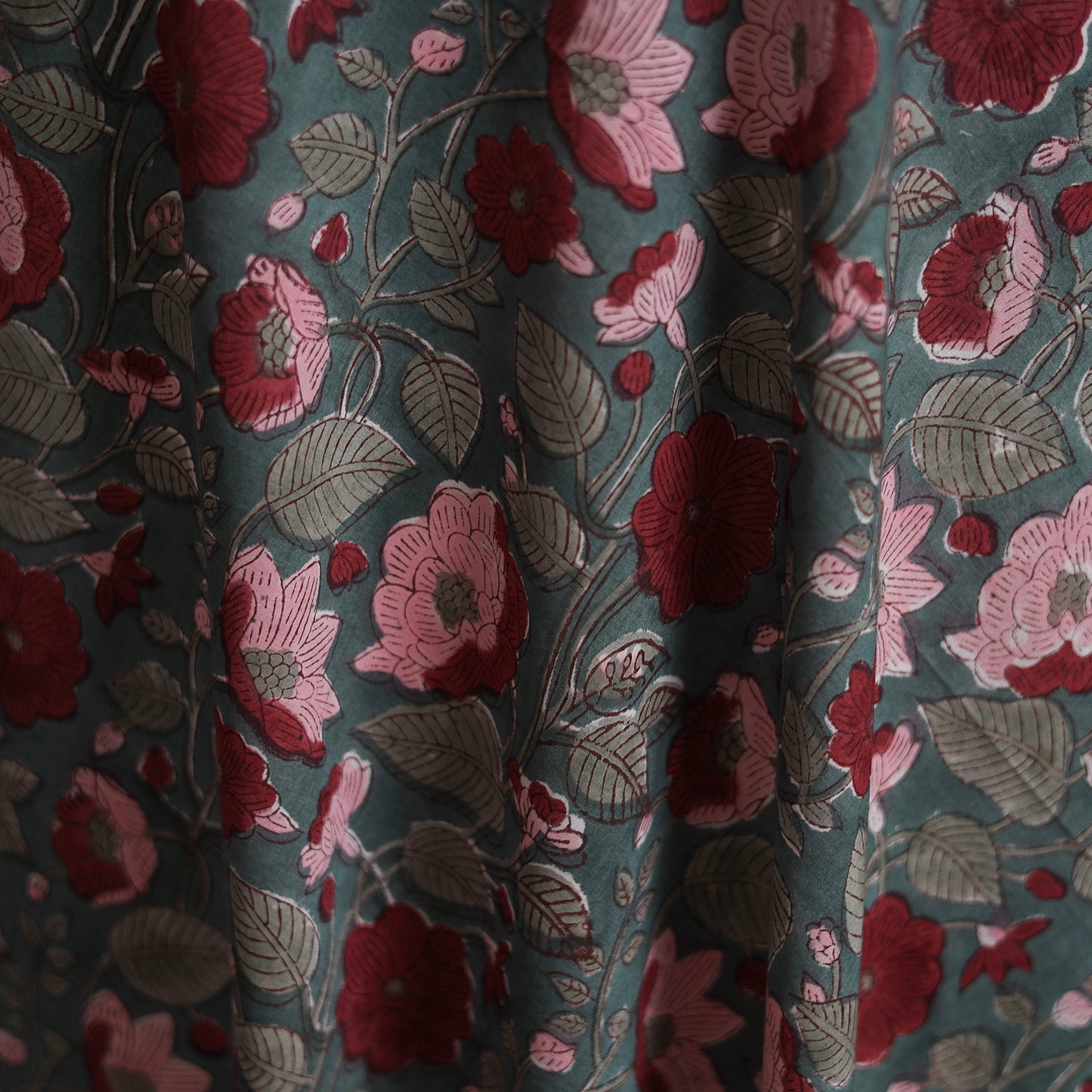 Pure mul cotton hand block sanganeri print fabric 03