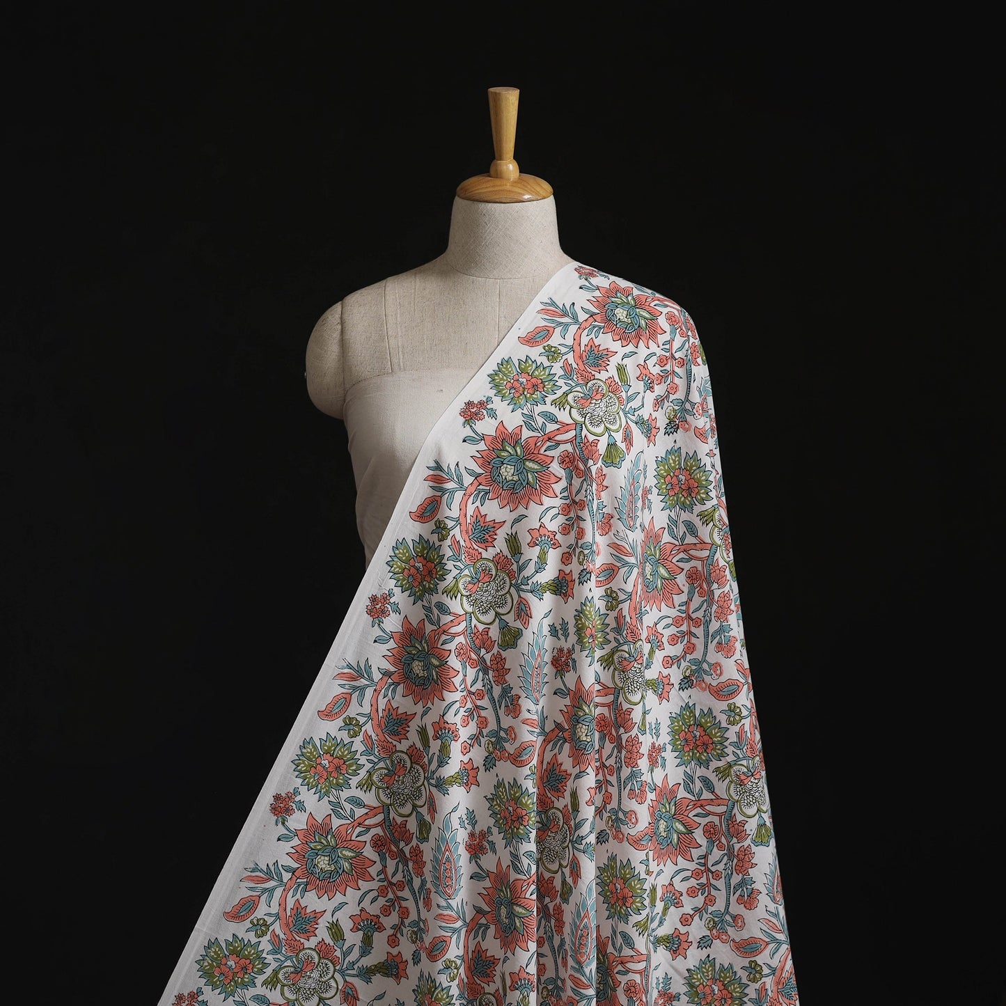 Pure mul cotton hand block sanganeri print fabric 06