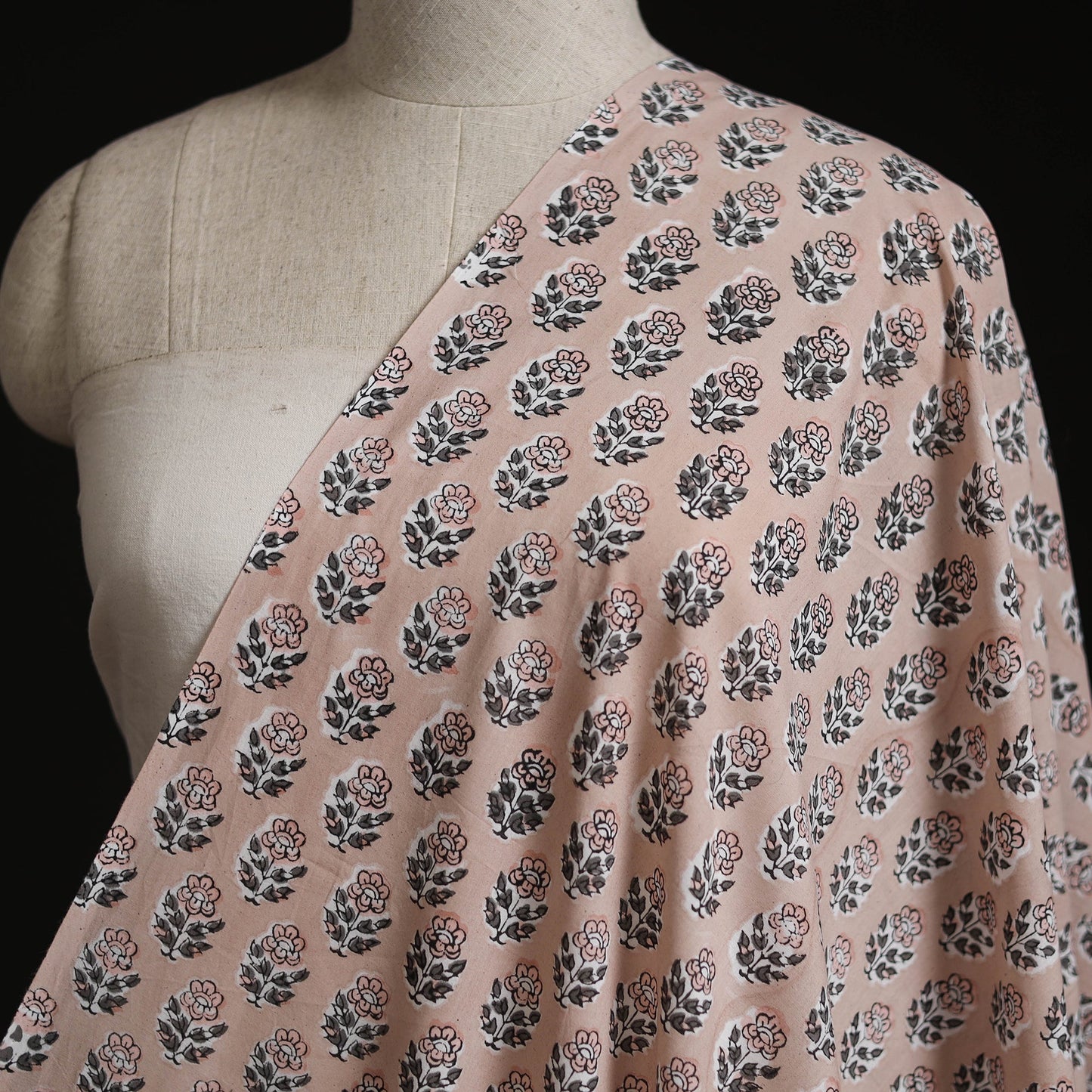 Pure mul cotton hand block sanganeri print fabric 09