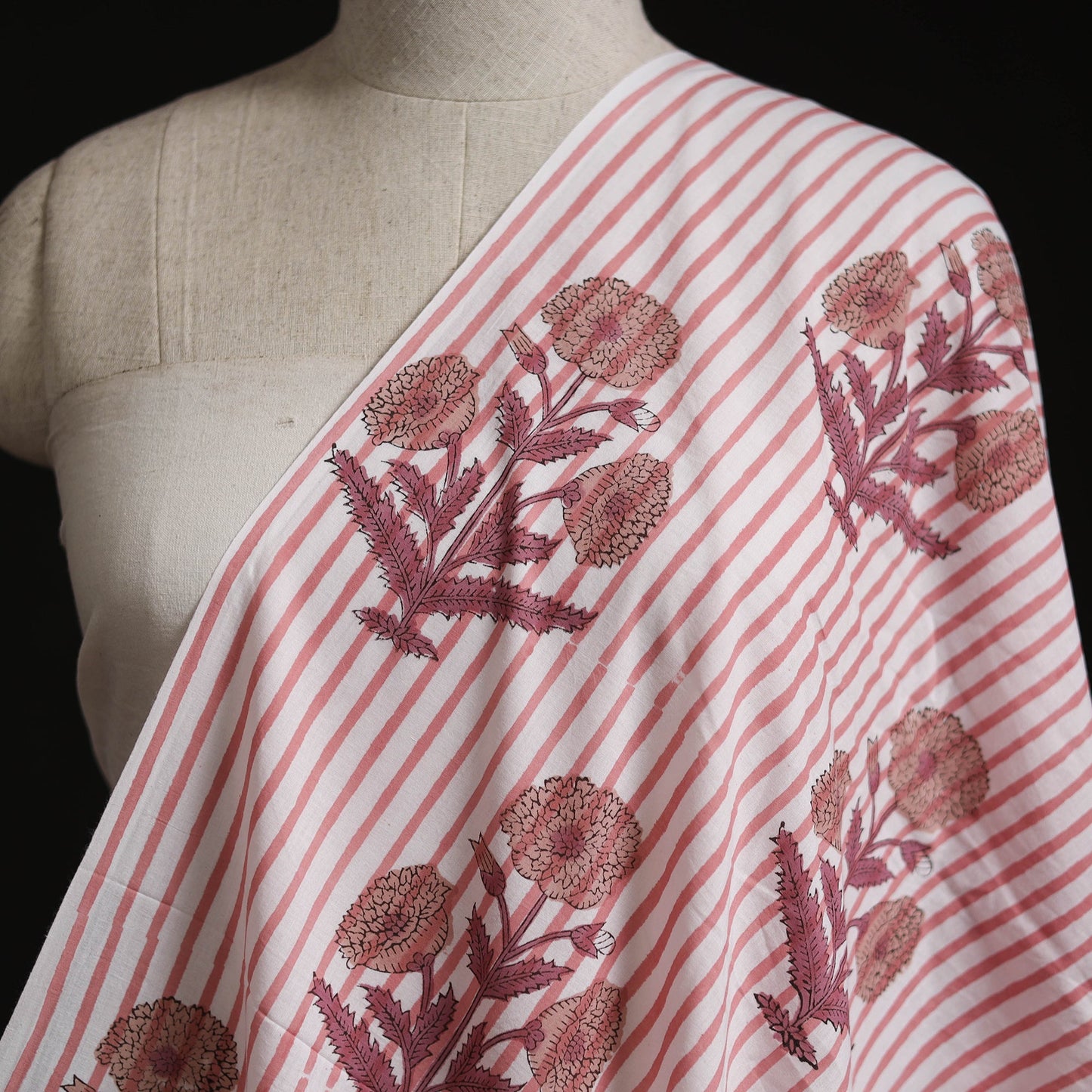 Pure mul cotton hand block sanganeri print fabric 16