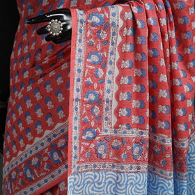 Pure mul cotton hand block sanganeri print saree 05