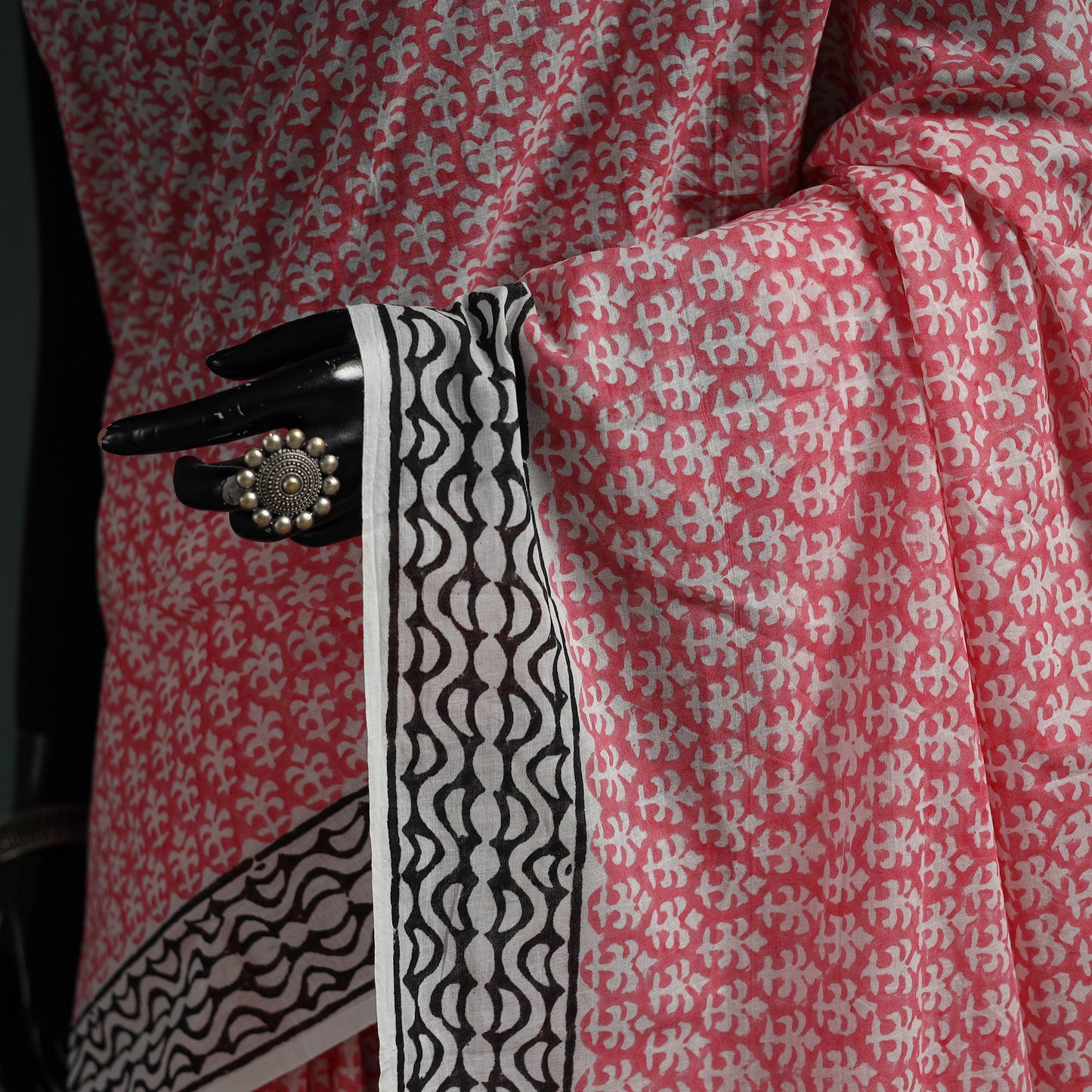 Pure mul cotton hand block sanganeri print saree 07