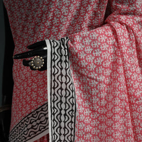 Pure mul cotton hand block sanganeri print saree 07