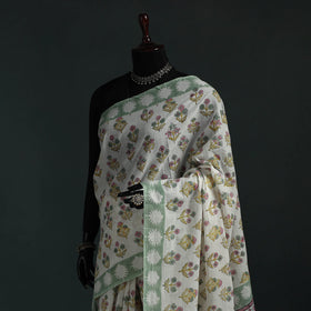Pure mul cotton hand block sanganeri print saree 09