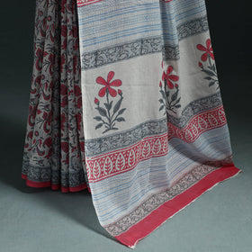 Pure mul cotton hand block sanganeri print saree 10