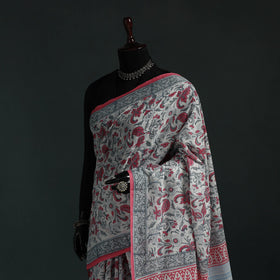 Pure mul cotton hand block sanganeri print saree 10