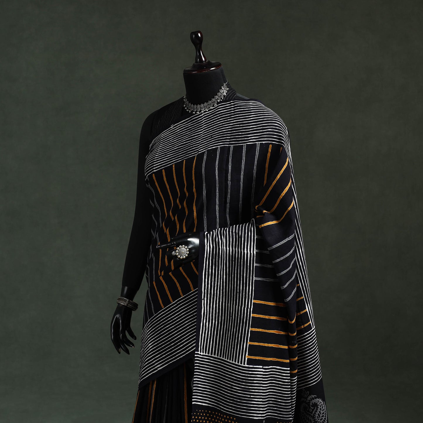 Pure mul cotton hand block sanganeri print saree 53