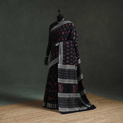 Pure mul cotton hand block sanganeri print saree 54