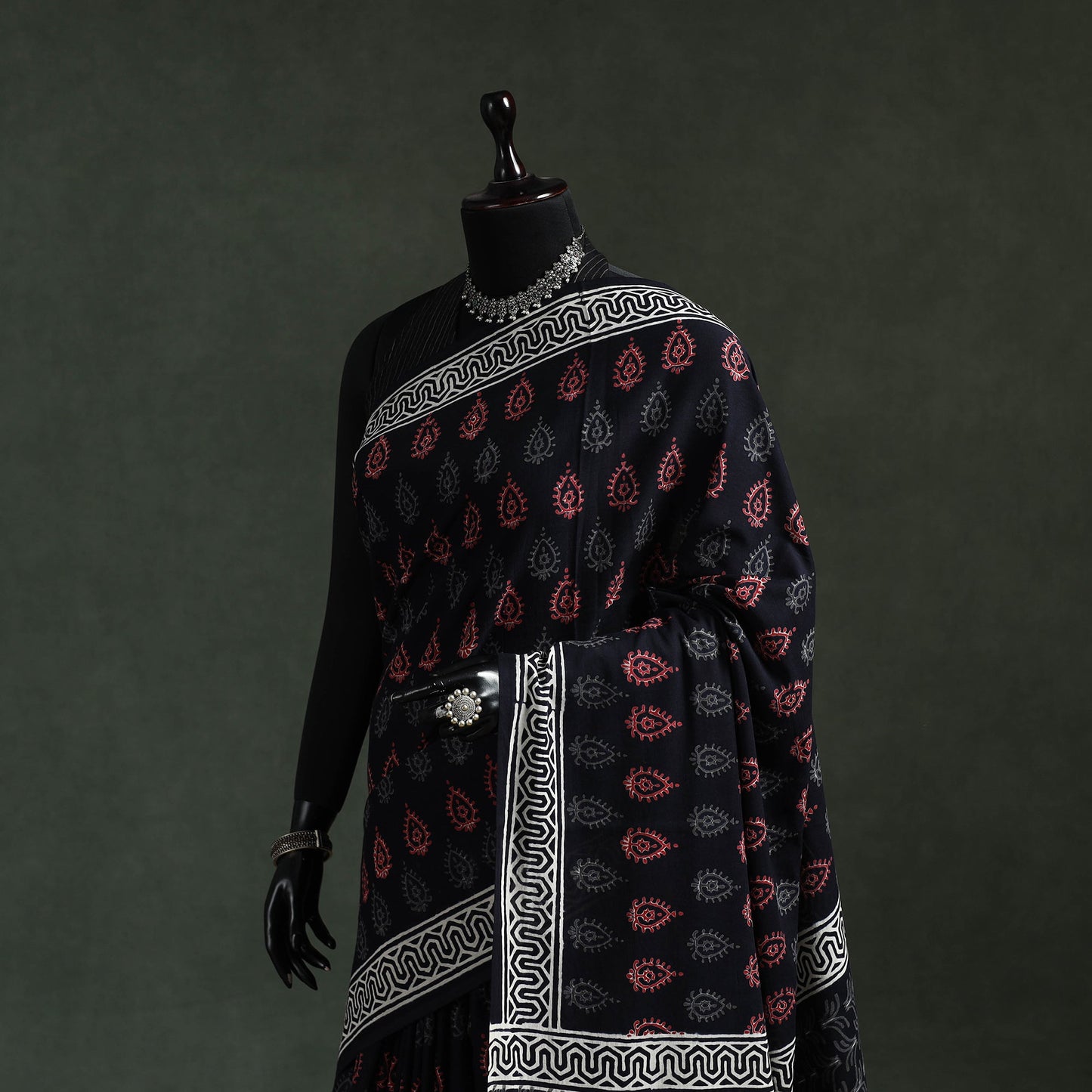 Pure mul cotton hand block sanganeri print saree 54