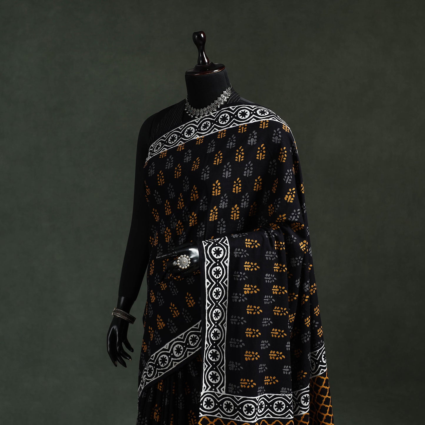 Pure mul cotton hand block sanganeri print saree 56