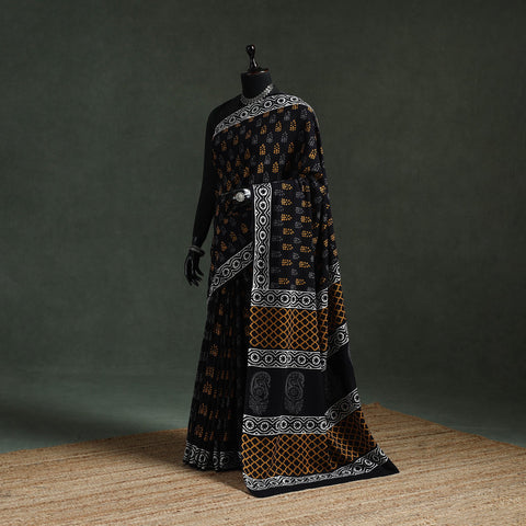 Pure mul cotton hand block sanganeri print saree 56