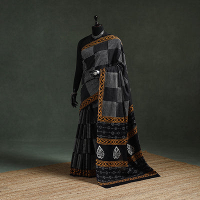 Pure mul cotton hand block sanganeri print saree 57