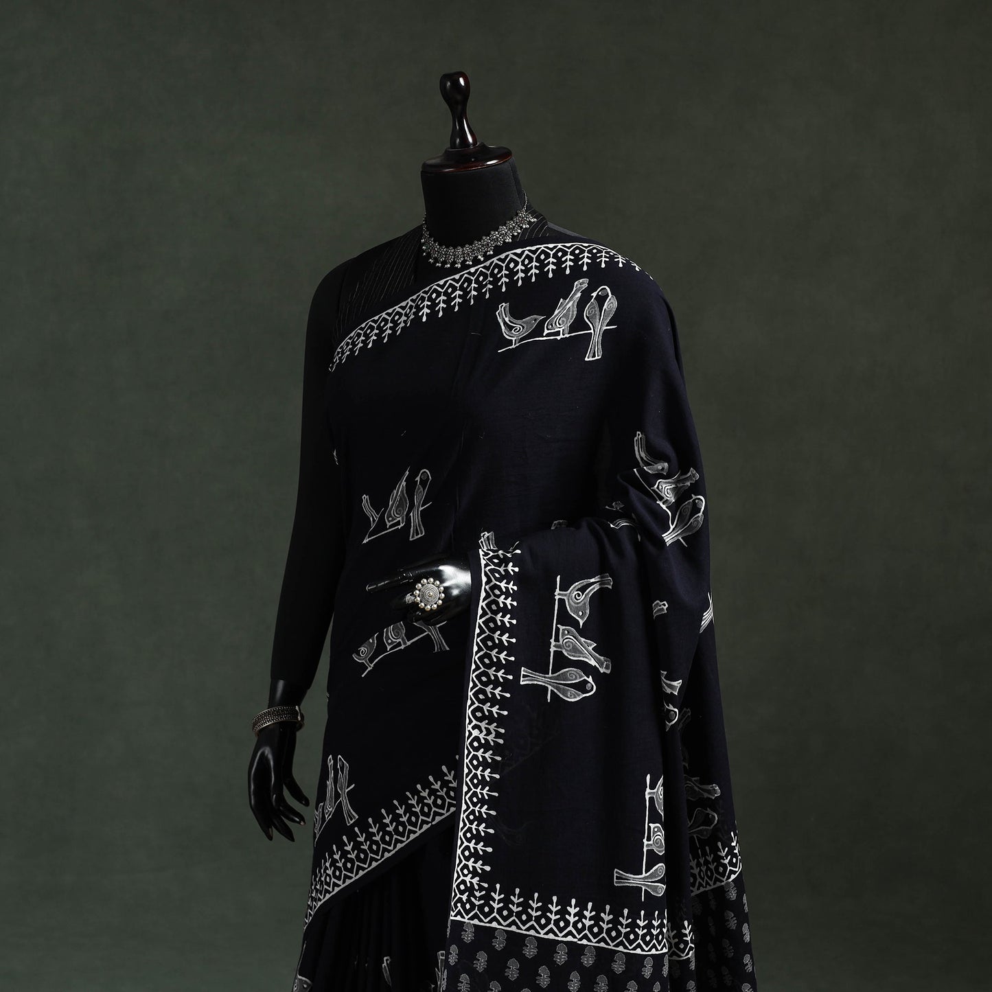 Pure mul cotton hand block sanganeri print saree 58