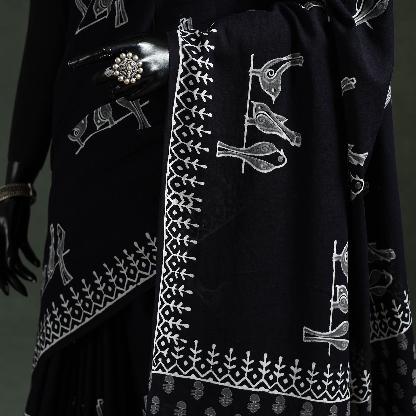 Pure mul cotton hand block sanganeri print saree 58