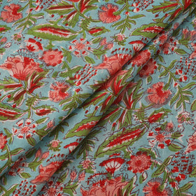 Pure mul cotton hand sanganeri fabric 02 - handcrafted