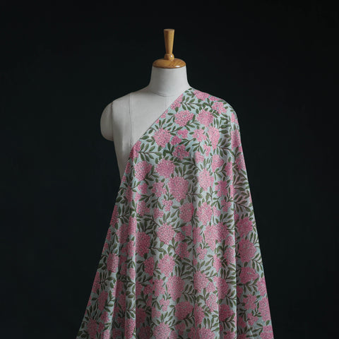 Pure mul cotton hand sanganeri fabric 03 - handcrafted