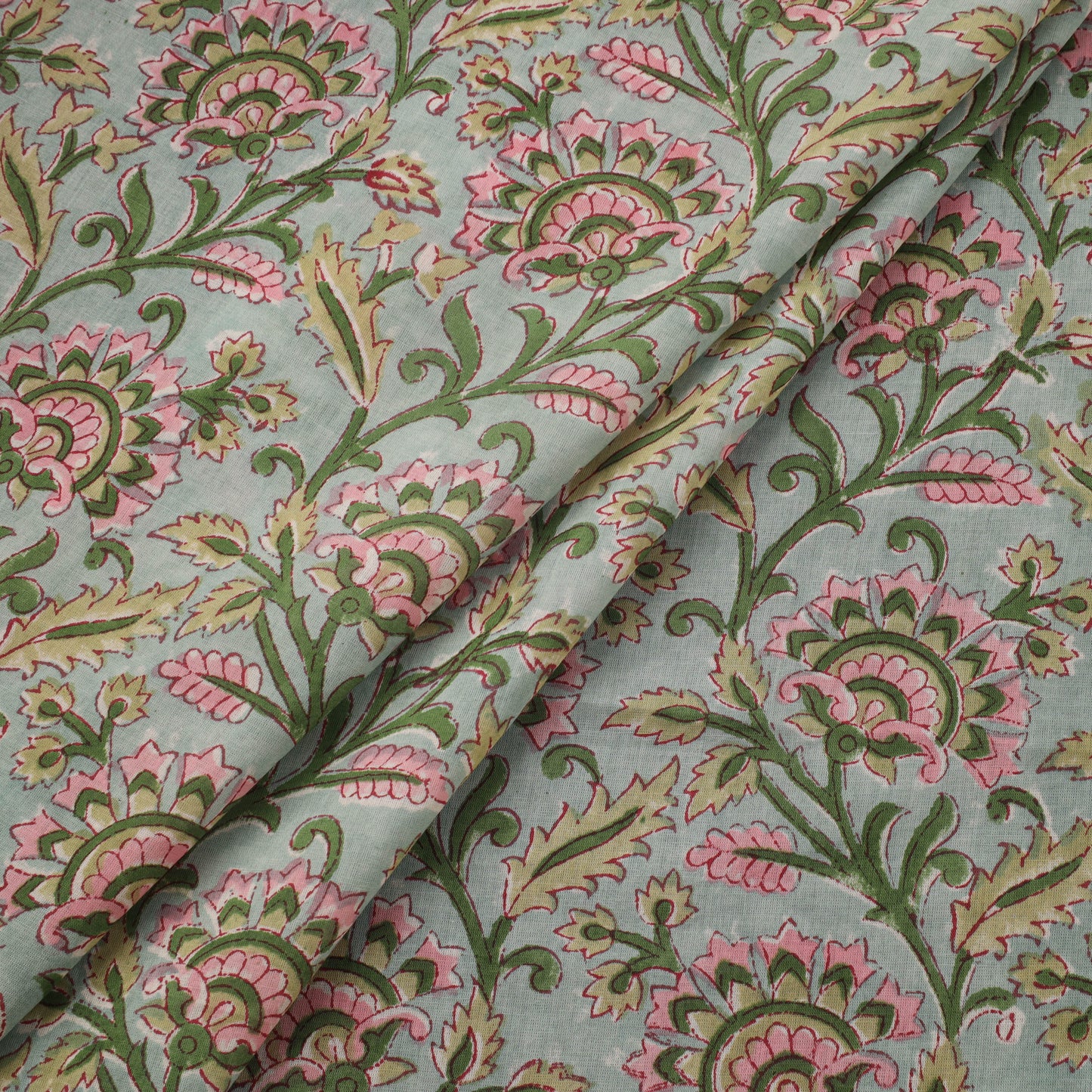 Pure mul cotton hand sanganeri fabric 04 - handcrafted