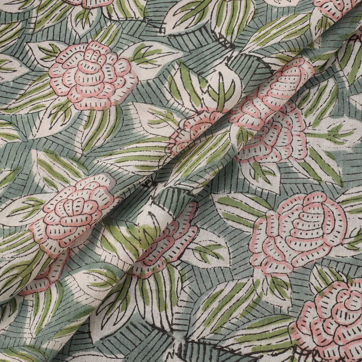 Pure mul cotton hand sanganeri fabric 05 - handcrafted