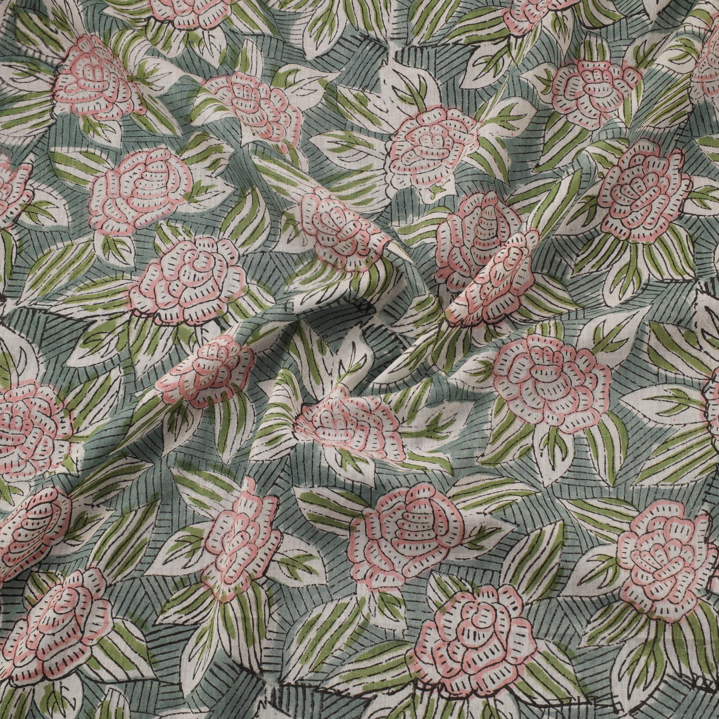 Pure mul cotton hand sanganeri fabric 05 - handcrafted