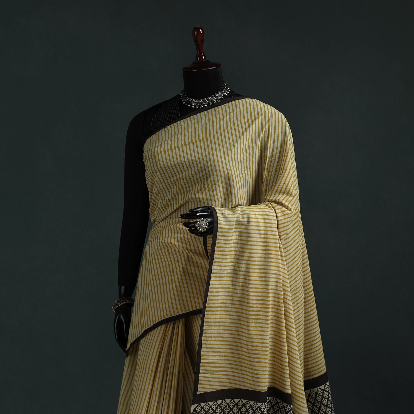 Pure mul cotton natural dyed hand block bagru print saree