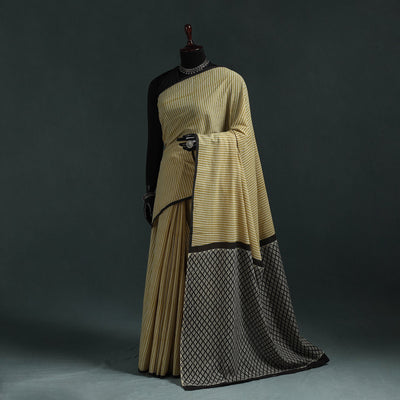 Pure mul cotton natural dyed hand block bagru print saree