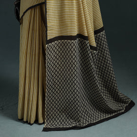 Pure mul cotton natural dyed hand block bagru print saree