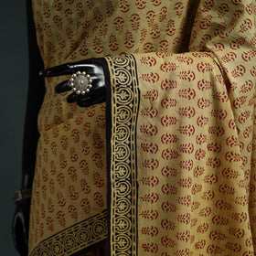 Pure mul cotton natural dyed hand block bagru print saree