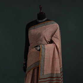 Pure mul cotton natural dyed hand block bagru print saree