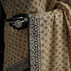 Pure mul cotton natural dyed hand block bagru print saree
