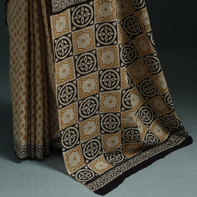 Pure mul cotton natural dyed hand block bagru print saree