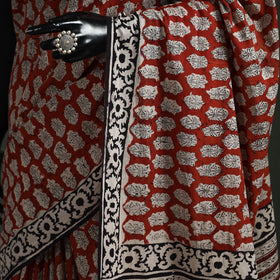 Pure mul cotton natural dyed hand block bagru print saree