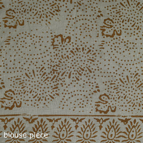 Pure mul cotton natural dyed hand block bagru print saree