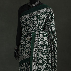 Pure mul cotton natural dyed hand block bagru print saree
